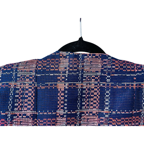 Elliatt Plaid Cape Jacket Blazer Women's Size Large Lined Work Navy Blue Vest - Picture 5 of 5